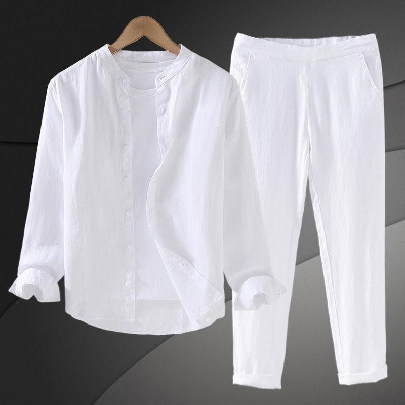 Linen Shorts Men - Conjunto de Camisa y Pantalones Cortos