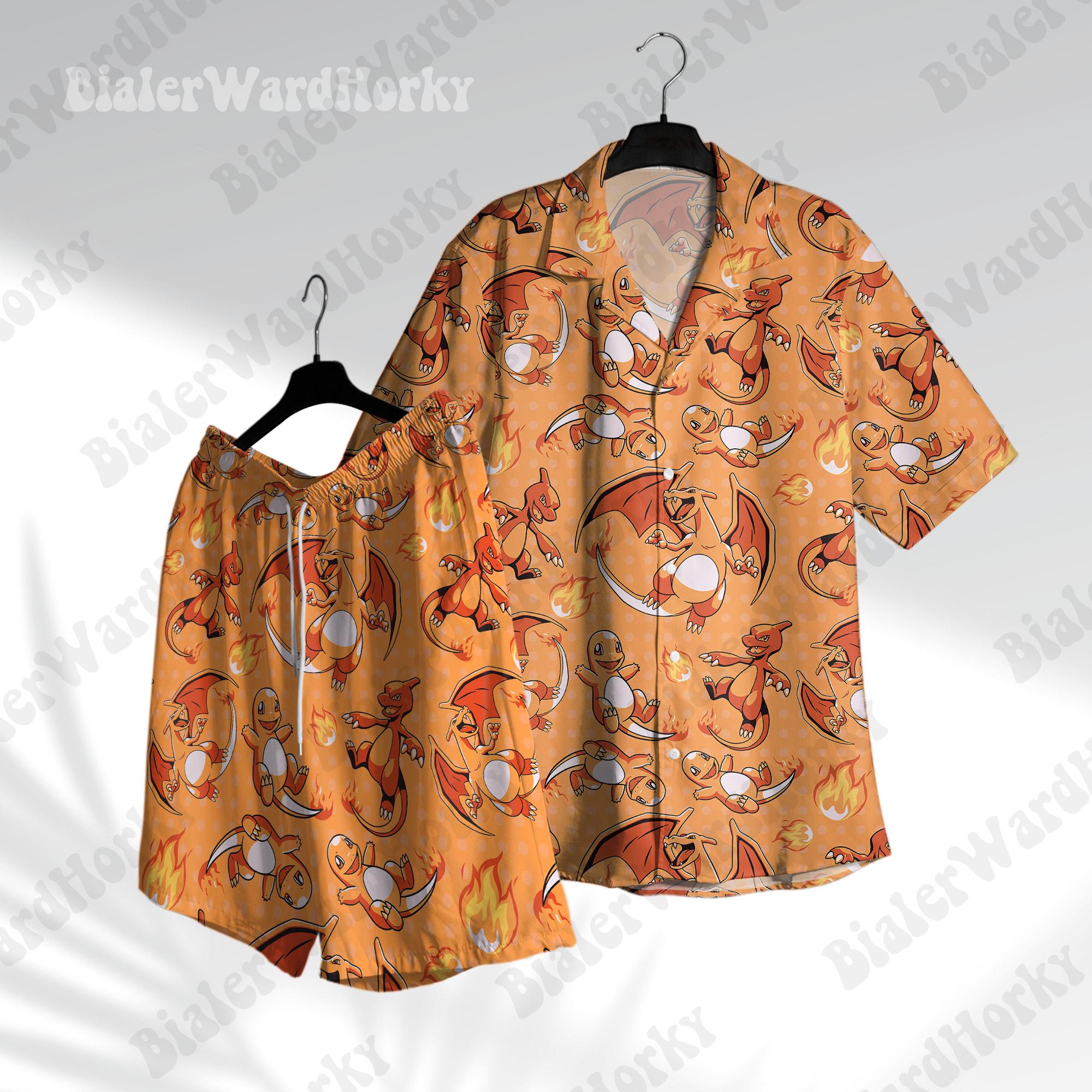 Japan Summer Clothing Women - Camiseta hawaiana de Pokémon Charizard con