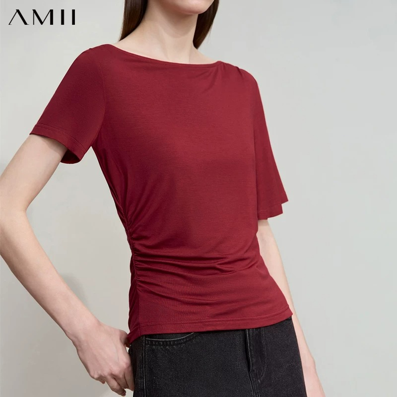 Summer Clothing Drop - Camiseta AMII Minimalista para Mujer, Corte