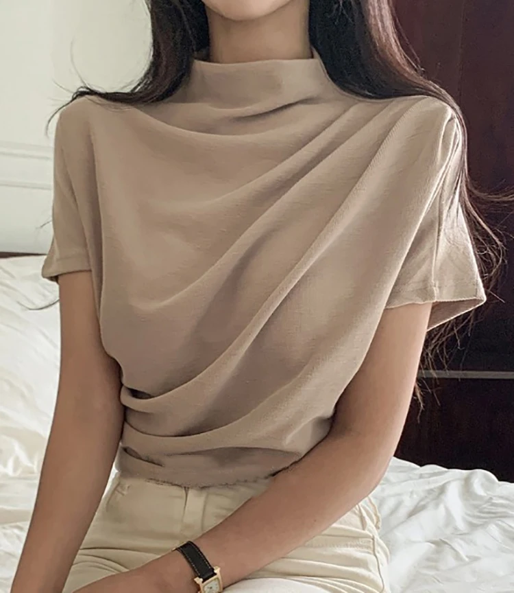 Summer Clothing Drop - Camiseta de cuello alto Medio sin