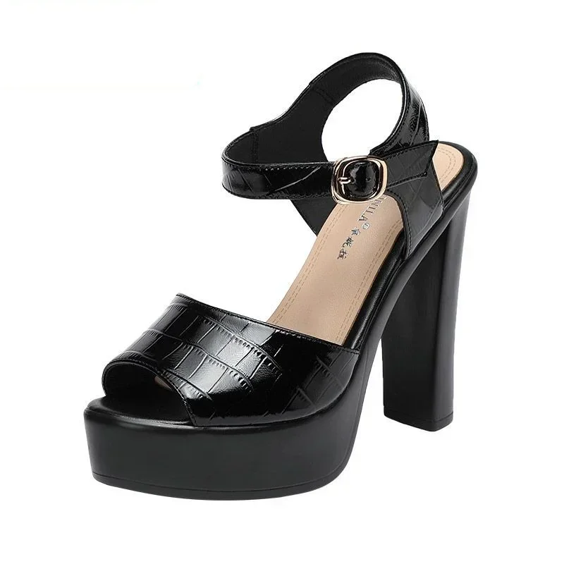 Summer Clothing Dress - Sandalias de cuero genuino de 10cm