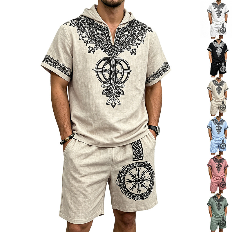 Linen Shorts Men - Conjunto de Verano de 2 Piezas