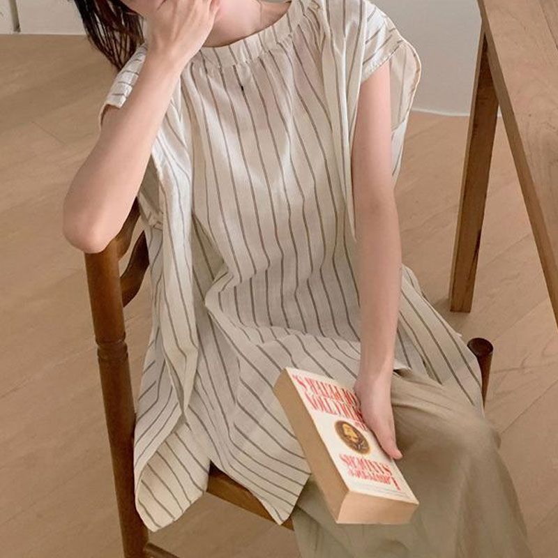 Summer Clothing Drop - Blusa Casual a Rayas para Mujer,
