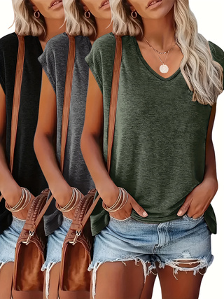 Paquete de 3 tops de manga cor - Summer Clothing Drop reseña y precio