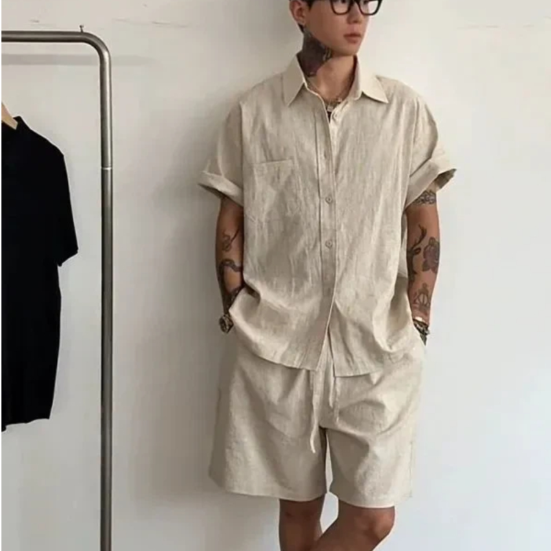 Conjunto de 2 Piezas de Lino y - Linen Shorts Men reseña y precio