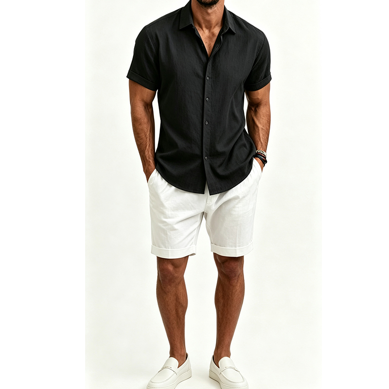 Conjunto de camisa y pantalone - Linen Shorts Men reseña y precio